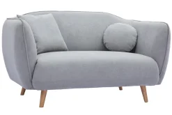 Miliboo Canapé Design|Voir Tous Les Canapés-Canapé 2 places en tissu effet velours gris clair et bois clair FOLK