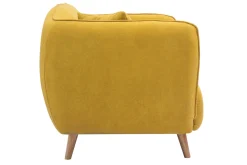 Miliboo Canapé Design|Voir Tous Les Canapés-Canapé 2 places en tissu effet velours jaune moutarde et bois clair FOLK