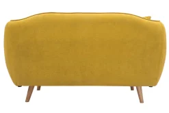 Miliboo Canapé Design|Voir Tous Les Canapés-Canapé 2 places en tissu effet velours jaune moutarde et bois clair FOLK