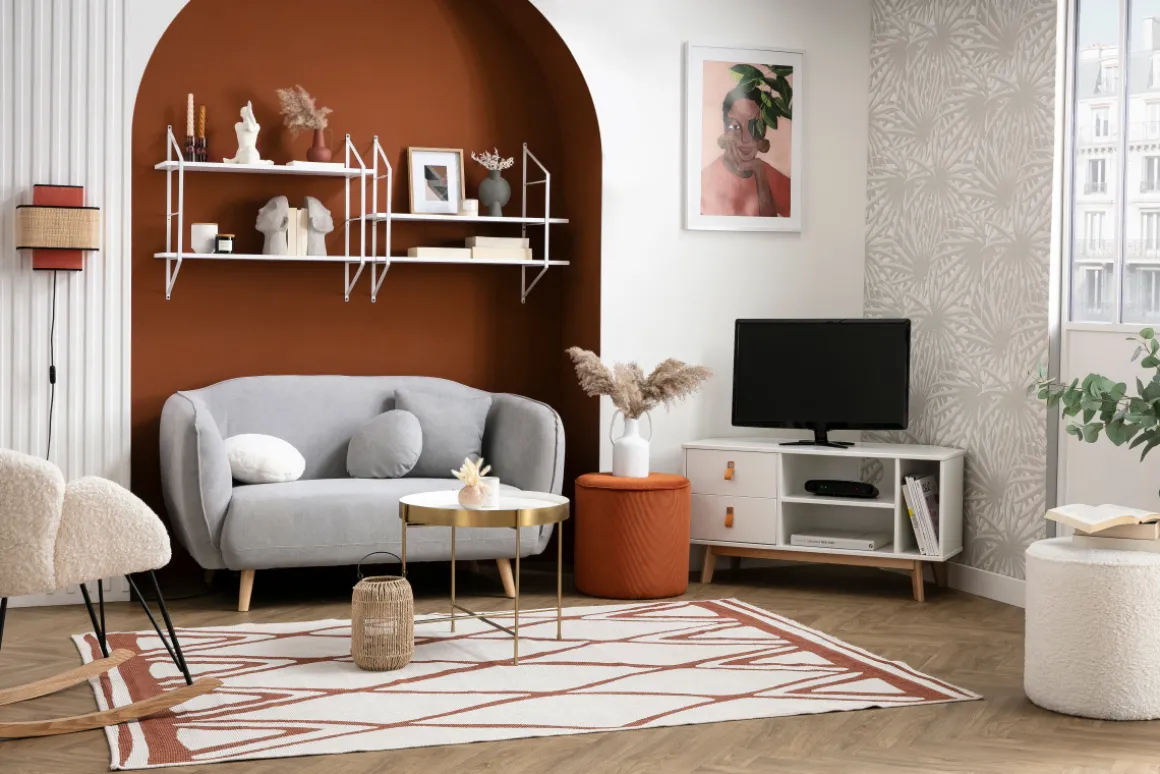 Miliboo Canapé Design|Voir Tous Les Canapés-Canapé 2 places en tissu effet velours jaune moutarde et bois clair FOLK