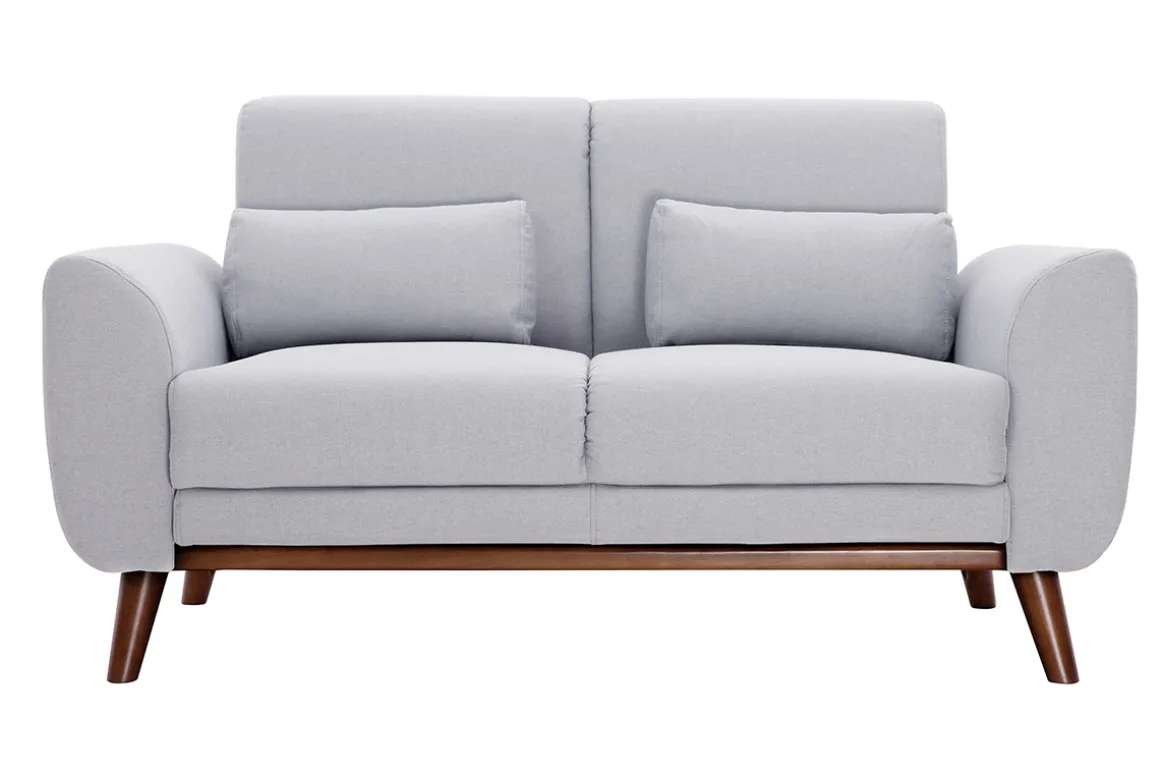 Miliboo Canapé Design|Voir Tous Les Canapés-Canapé 2 places en tissu gris et bois foncé EKTOR