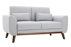 Miliboo Canapé Design|Voir Tous Les Canapés-Canapé 2 places en tissu gris et bois foncé EKTOR