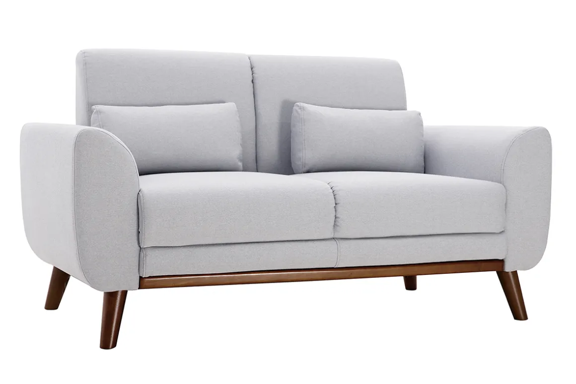 Miliboo Canapé Design|Voir Tous Les Canapés-Canapé 2 places en tissu gris et bois foncé EKTOR