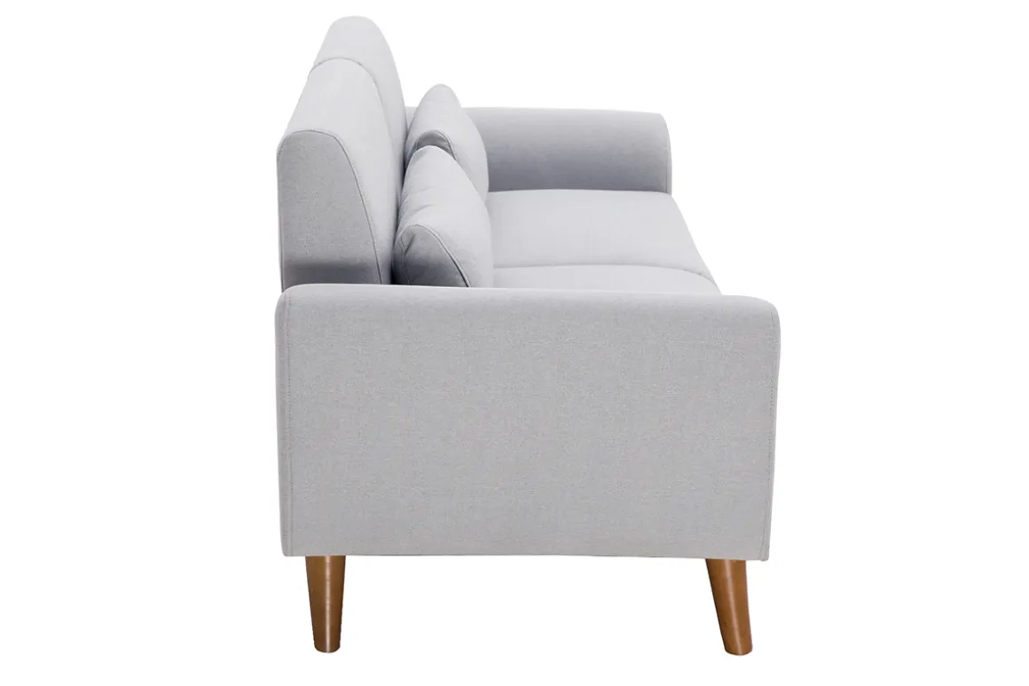 Miliboo Canapé Design|Voir Tous Les Canapés-Canapé 2 places en tissu gris et bois foncé EKTOR