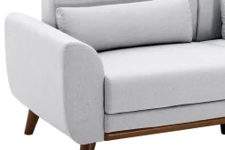 Miliboo Canapé Design|Voir Tous Les Canapés-Canapé 2 places en tissu gris et bois foncé EKTOR