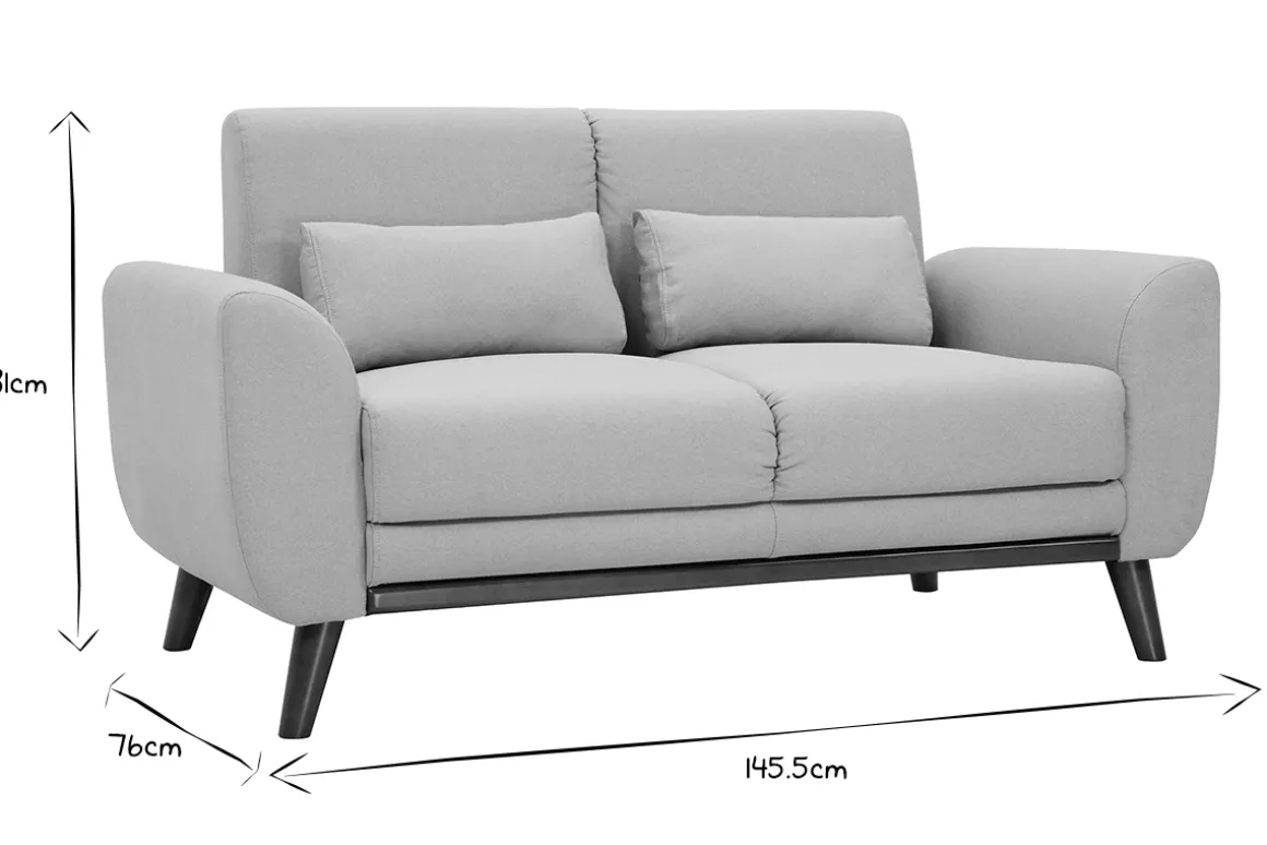 Miliboo Canapé Design|Voir Tous Les Canapés-Canapé 2 places en tissu gris et bois foncé EKTOR