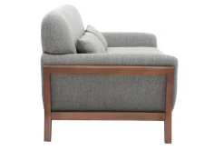 Miliboo Canapé Design|Voir Tous Les Canapés-Canapé 3 places en tissu gris et bois foncé YOKO