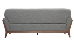 Miliboo Canapé Design|Voir Tous Les Canapés-Canapé 3 places en tissu gris et bois foncé YOKO
