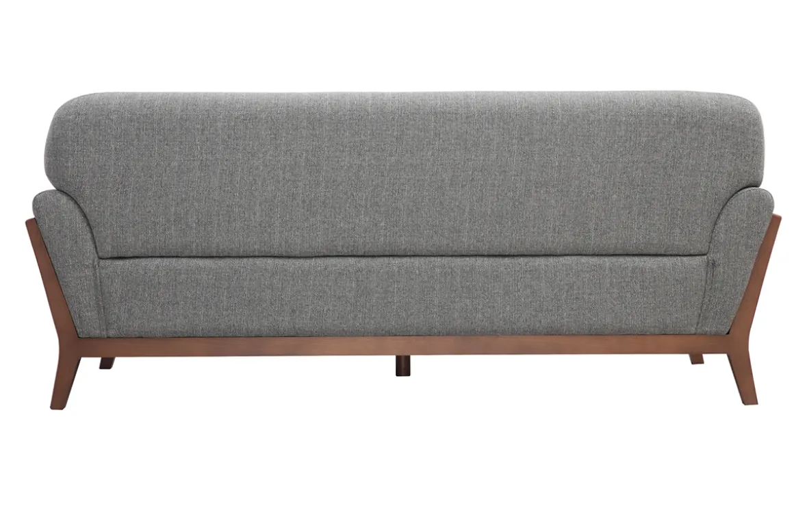 Miliboo Canapé Design|Voir Tous Les Canapés-Canapé 3 places en tissu gris et bois foncé YOKO