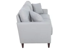 Miliboo Canapé Design|Voir Tous Les Canapés-Canapé avec coffre 3 places en tissu gris clair et bois foncé MEDLEY