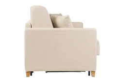 Miliboo Canapé Convertible|Voir Tous Les Canapés-Canapé convertible 3 places en tissu beige et bois clair avec matelas 18 cm SKANDY