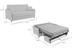 Miliboo Canapé Convertible|Voir Tous Les Canapés-Canapé convertible 3 places en tissu beige et bois clair avec matelas 18 cm SKANDY