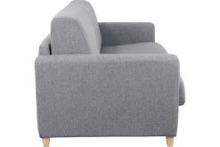 Miliboo Canapé Convertible|Voir Tous Les Canapés-Canapé convertible 3 places en tissu gris clair et bois clair avec matelas L140 cm 13 cm GRAHAM