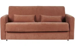 Miliboo Canapé Convertible|Voir Tous Les Canapés-Canapé convertible 3 places en tissu effet velours terracotta avec matelas 13 cm LETTO