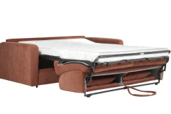 Miliboo Canapé Convertible|Voir Tous Les Canapés-Canapé convertible 3 places en tissu effet velours terracotta avec matelas 13 cm LETTO