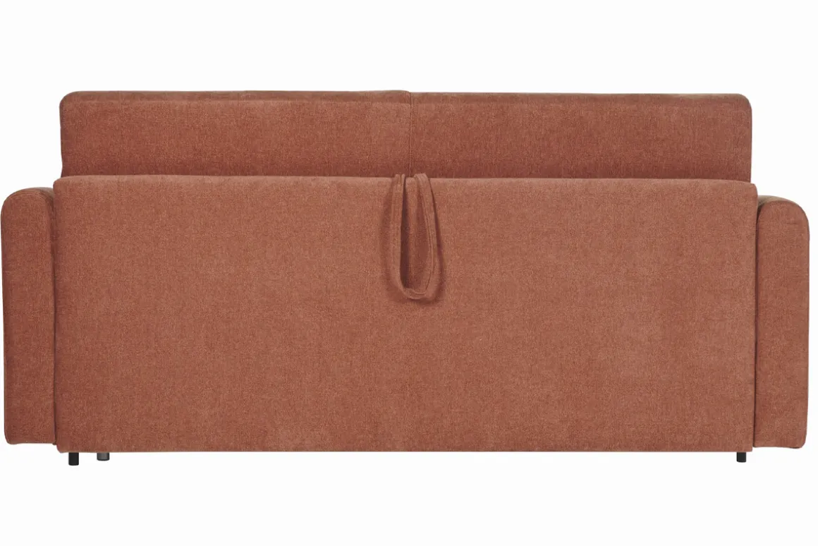 Miliboo Canapé Convertible|Voir Tous Les Canapés-Canapé convertible 3 places en tissu effet velours terracotta avec matelas 13 cm LETTO