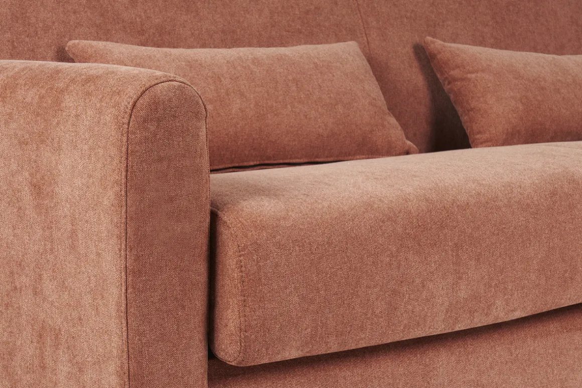 Miliboo Canapé Convertible|Voir Tous Les Canapés-Canapé convertible 3 places en tissu effet velours terracotta avec matelas 13 cm LETTO