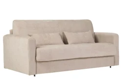 Miliboo Canapé Convertible|Voir Tous Les Canapés-Canapé convertible 3 places en tissu effet velours beige avec matelas 13 cm LETTO