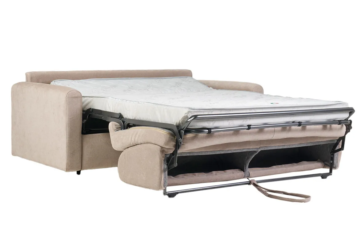 Miliboo Canapé Convertible|Voir Tous Les Canapés-Canapé convertible 3 places en tissu effet velours beige avec matelas 13 cm LETTO
