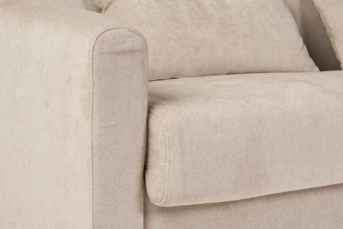 Miliboo Canapé Convertible|Voir Tous Les Canapés-Canapé convertible 3 places en tissu effet velours beige avec matelas 13 cm LETTO