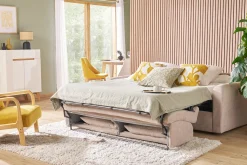 Miliboo Canapé Convertible|Voir Tous Les Canapés-Canapé convertible 3 places en tissu effet velours beige avec matelas 13 cm LETTO