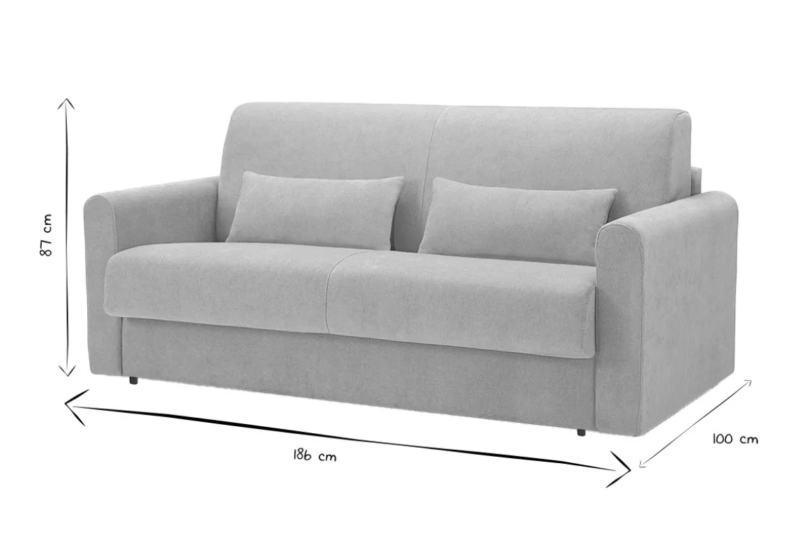 Miliboo Canapé Convertible|Voir Tous Les Canapés-Canapé convertible 3 places en tissu effet velours beige avec matelas 13 cm LETTO