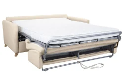 Miliboo Canapé Convertible|Voir Tous Les Canapés-Canapé convertible 3 places en tissu beige et bois clair avec matelas 12 cm SKANDY