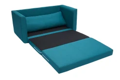 Miliboo Canapé Convertible|Voir Tous Les Canapés-Canapé convertible 2 places en tissu bleu canard LEON