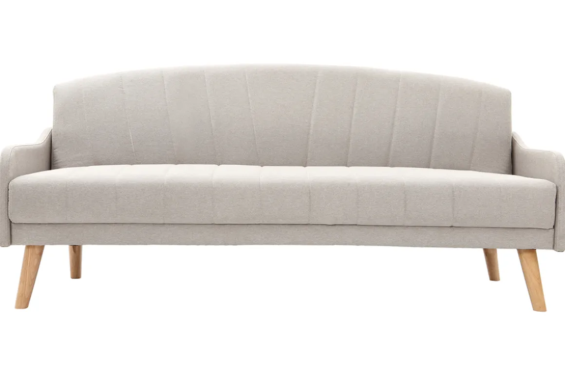 Miliboo Canapé Convertible|Voir Tous Les Canapés-Canapé convertible 3 places en tissu gris clair et bois clair ARYA