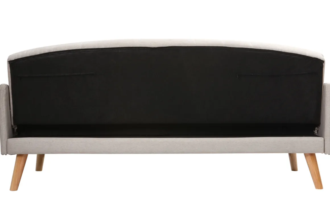 Miliboo Canapé Convertible|Voir Tous Les Canapés-Canapé convertible 3 places en tissu gris clair et bois clair ARYA