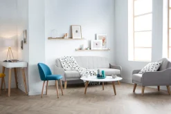 Miliboo Canapé Convertible|Voir Tous Les Canapés-Canapé convertible 3 places en tissu gris clair et bois clair ARYA