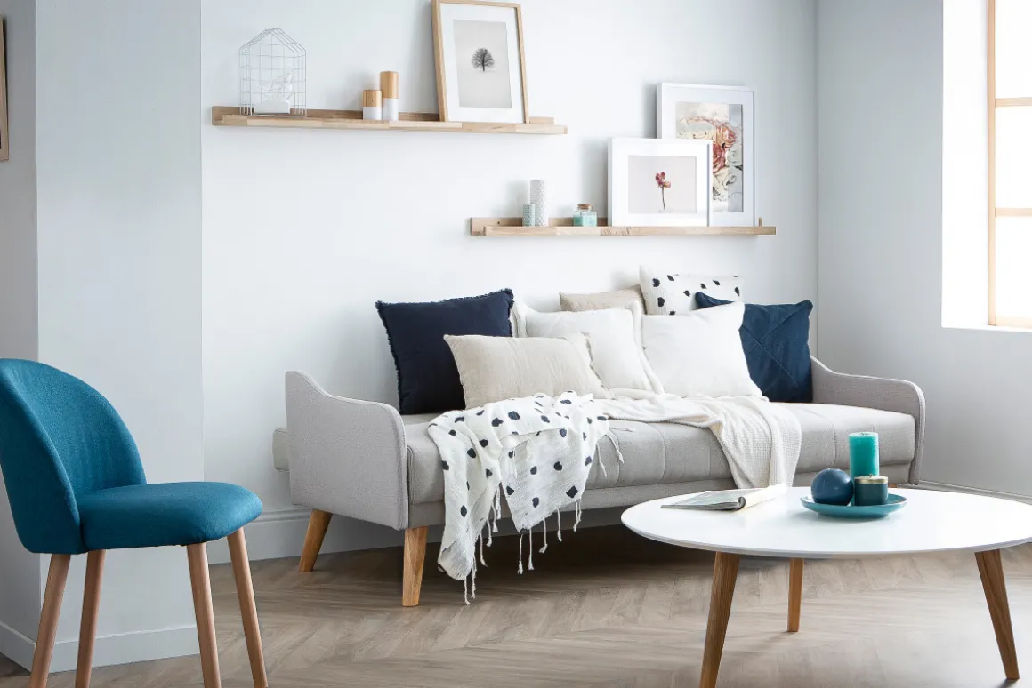 Miliboo Canapé Convertible|Voir Tous Les Canapés-Canapé convertible 3 places en tissu gris clair et bois clair ARYA