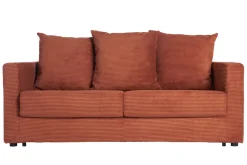 Miliboo Canapé Convertible|Voir Tous Les Canapés-Canapé convertible 3 places en tissu velours côtelé terracotta avec matelas 13 cm BACIO