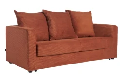Miliboo Canapé Convertible|Voir Tous Les Canapés-Canapé convertible 3 places en tissu velours côtelé terracotta avec matelas 13 cm BACIO