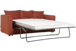 Miliboo Canapé Convertible|Voir Tous Les Canapés-Canapé convertible 3 places en tissu velours côtelé terracotta avec matelas 13 cm BACIO