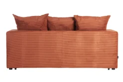 Miliboo Canapé Convertible|Voir Tous Les Canapés-Canapé convertible 3 places en tissu velours côtelé terracotta avec matelas 13 cm BACIO