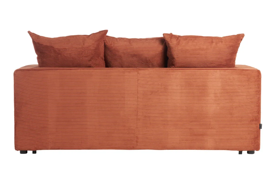 Miliboo Canapé Convertible|Voir Tous Les Canapés-Canapé convertible 3 places en tissu velours côtelé terracotta avec matelas 13 cm BACIO