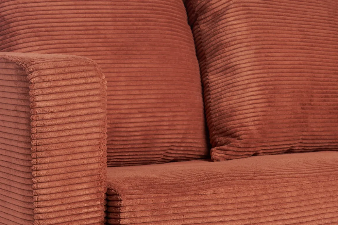 Miliboo Canapé Convertible|Voir Tous Les Canapés-Canapé convertible 3 places en tissu velours côtelé terracotta avec matelas 13 cm BACIO