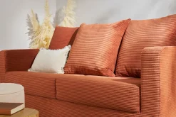 Miliboo Canapé Convertible|Voir Tous Les Canapés-Canapé convertible 3 places en tissu velours côtelé terracotta avec matelas 13 cm BACIO