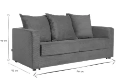 Miliboo Canapé Convertible|Voir Tous Les Canapés-Canapé convertible 3 places en tissu velours côtelé terracotta avec matelas 13 cm BACIO