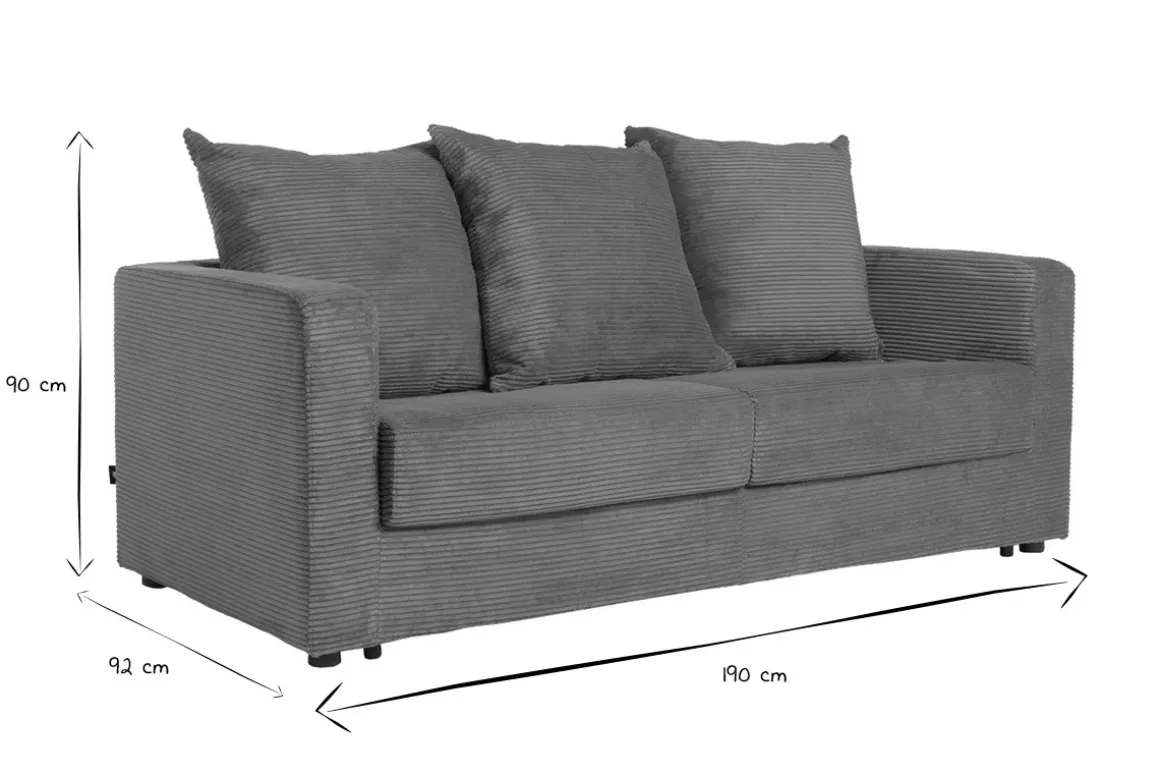 Miliboo Canapé Convertible|Voir Tous Les Canapés-Canapé convertible 3 places en tissu velours côtelé terracotta avec matelas 13 cm BACIO