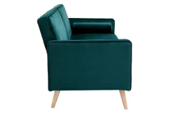 Miliboo Canapé Convertible|Voir Tous Les Canapés-Canapé convertible 3 places en tissu velours bleu pétrole et bois clair MOORE