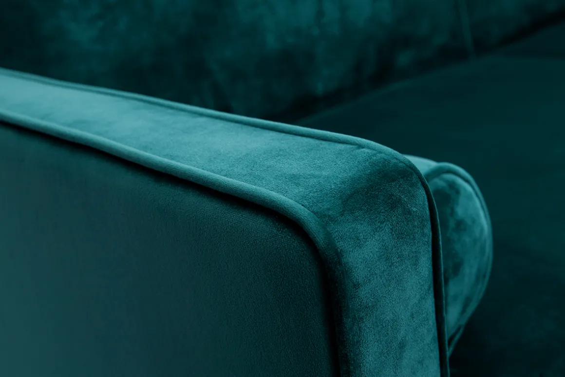 Miliboo Canapé Convertible|Voir Tous Les Canapés-Canapé convertible 3 places en tissu velours bleu pétrole et bois clair MOORE