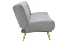 Miliboo Canapé Convertible|Voir Tous Les Canapés-Canapé convertible 3 places en tissu gris clair et bois clair FAGUO