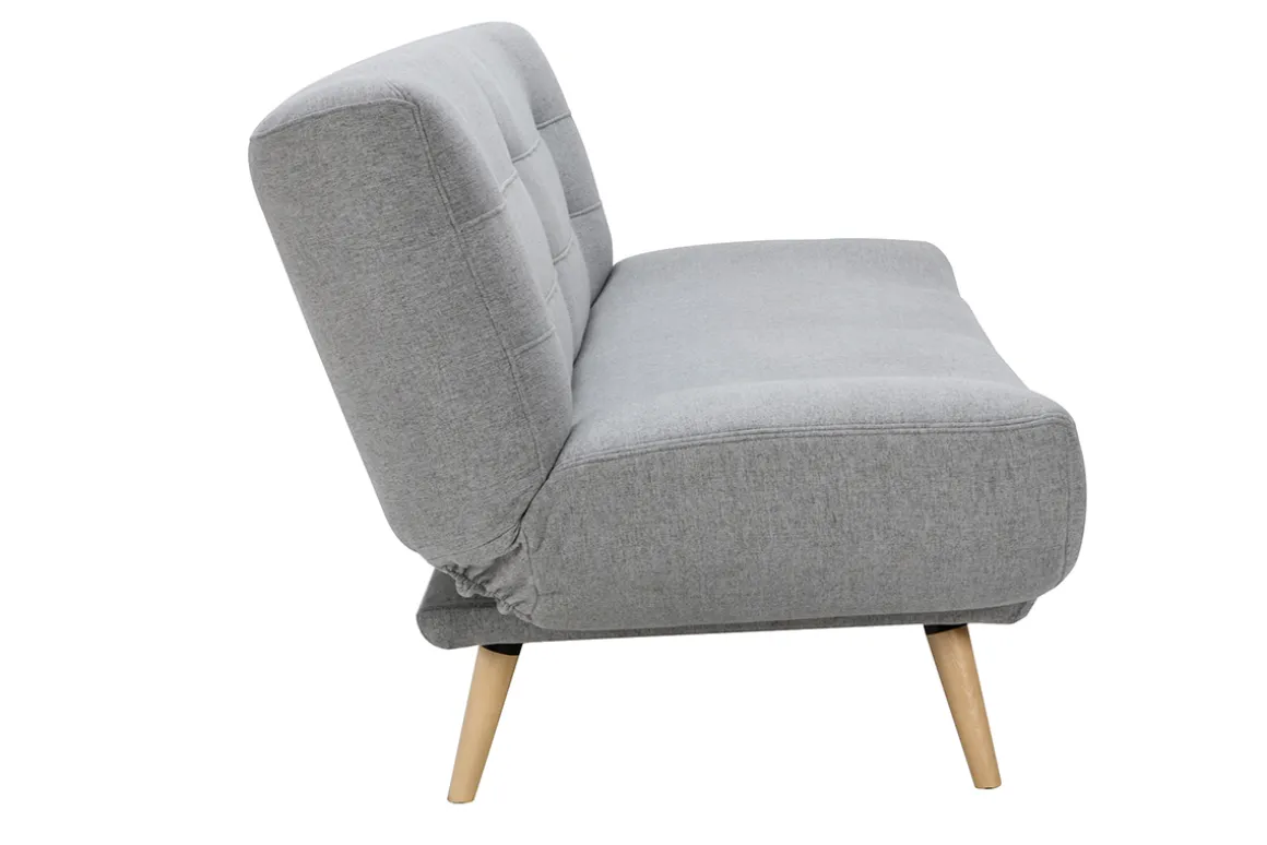 Miliboo Canapé Convertible|Voir Tous Les Canapés-Canapé convertible 3 places en tissu gris clair et bois clair FAGUO