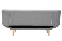 Miliboo Canapé Convertible|Voir Tous Les Canapés-Canapé convertible 3 places en tissu gris clair et bois clair FAGUO