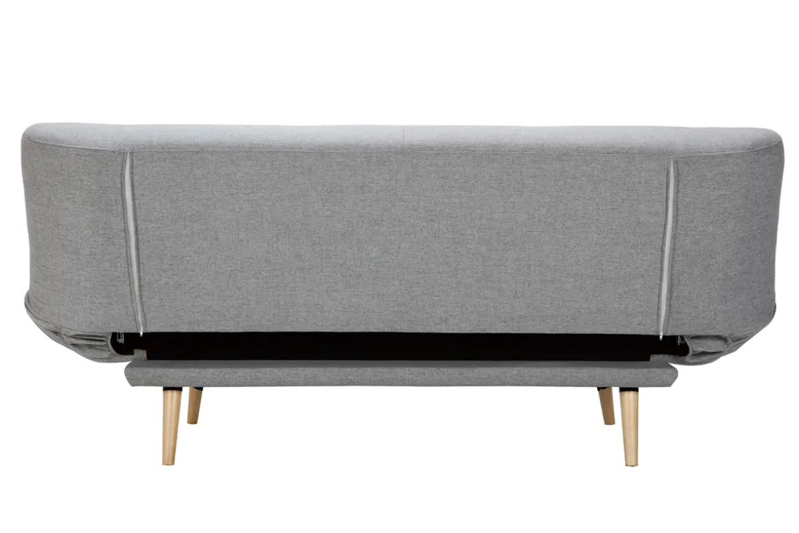 Miliboo Canapé Convertible|Voir Tous Les Canapés-Canapé convertible 3 places en tissu gris clair et bois clair FAGUO