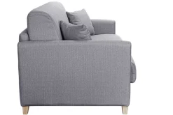 Miliboo Canapé Convertible|Voir Tous Les Canapés-Canapé convertible 3 places en tissu gris clair et bois clair avec matelas 18 cm SKANDY