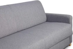 Miliboo Canapé Convertible|Voir Tous Les Canapés-Canapé convertible 3 places en tissu gris clair et bois clair avec matelas 18 cm SKANDY