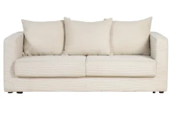 Miliboo Canapé Design|Canapé Convertible-Canapé convertible 3 places en tissu velours côtelé beige avec matelas 13 cm BACIO